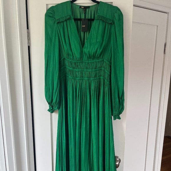 Maje Riannette Smocked Midi Dress, size 38 (M) - Picture 3 of 4